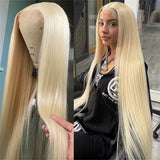 AMZHAIR Raw Vietnamese Hair Blonde 613# Color  Bone Straight Wigs 100% Human Hair 13x6 Hd Lace Frontal Wig Glueless 13x4 Lace Frontal Wigs for Black Women