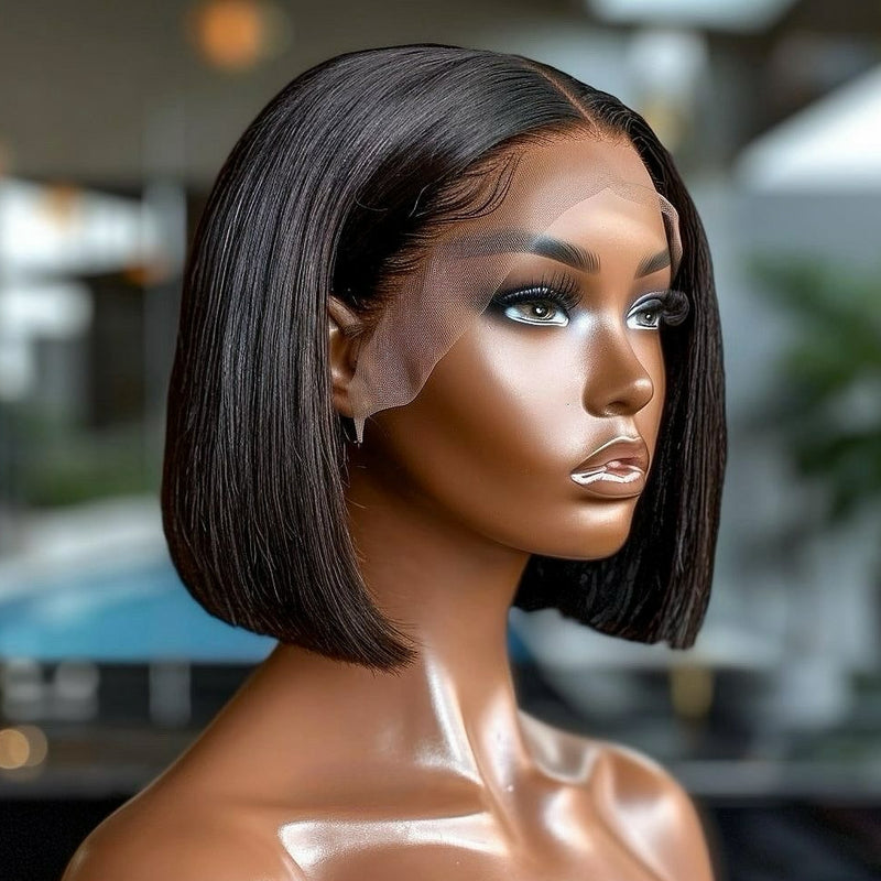Raw Vietnamese HairBest Selling Natural Black Color Wigs Bone Straight Short Bob Wigs Human Hair 13X4 hd Lace Front Wigs Glueless  for Black Women