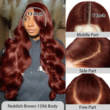 AMZHAIR Raw Vietnamese Hair Reddish Brown Color Body Wave Wigs 100% Human Hair 13x6 Hd Lace Frontal Wig Glueless 13x4 Lace Frontal Wigs for Black Woman
