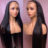 Real Human Hair Wig HD Transparent Straight Lace Front Wig Pre Plucked 180% Density