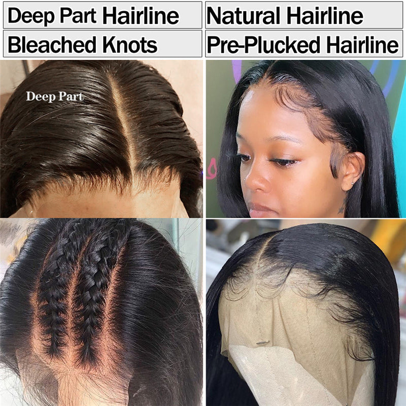 Straight Human Hair HD Transparent Lace Front Wig Pre Plucked 180% Density
