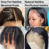 Straight Human Hair HD Transparent Lace Front Wig Pre Plucked 180% Density