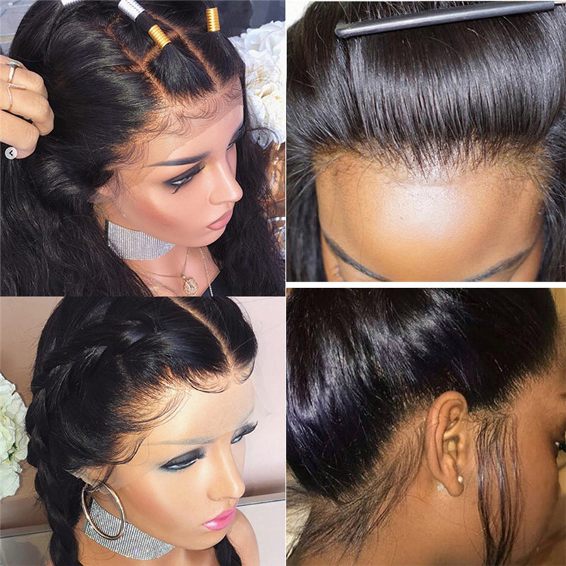 180% Density Body Wave HD Transparent Lace Front Human Hair Wig Pre Plucked For Black Women