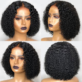 180% Density Afro Curly Wave Short BOB Wigs HD Transparent Lace Front Wig High Quality Human Hair