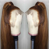 4# Brown Color Human Hair Wigs Transparent HD Frontal Lace