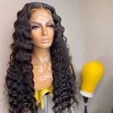 13x4 HD Transparent Deep Wave Lace Front Human Hair Wigs Pre Plucked For Black Women