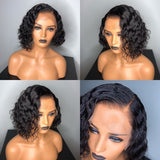 180% Density Deep Wave Human Hair Bob Wig HD Transparent Lace Front Wig Pre Plucked