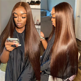 4# Brown Color Human Hair Wigs Transparent HD Frontal Lace