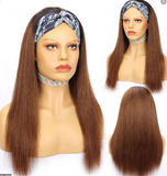 Glueless 30# Brown Chestnut Color Straight Human Hair Headband Wigs 180% Density