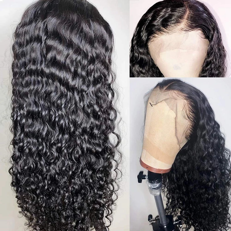 Deep Curly Wave Glueless 360 Lace Wig Pre Plucked High Quality 180% Density