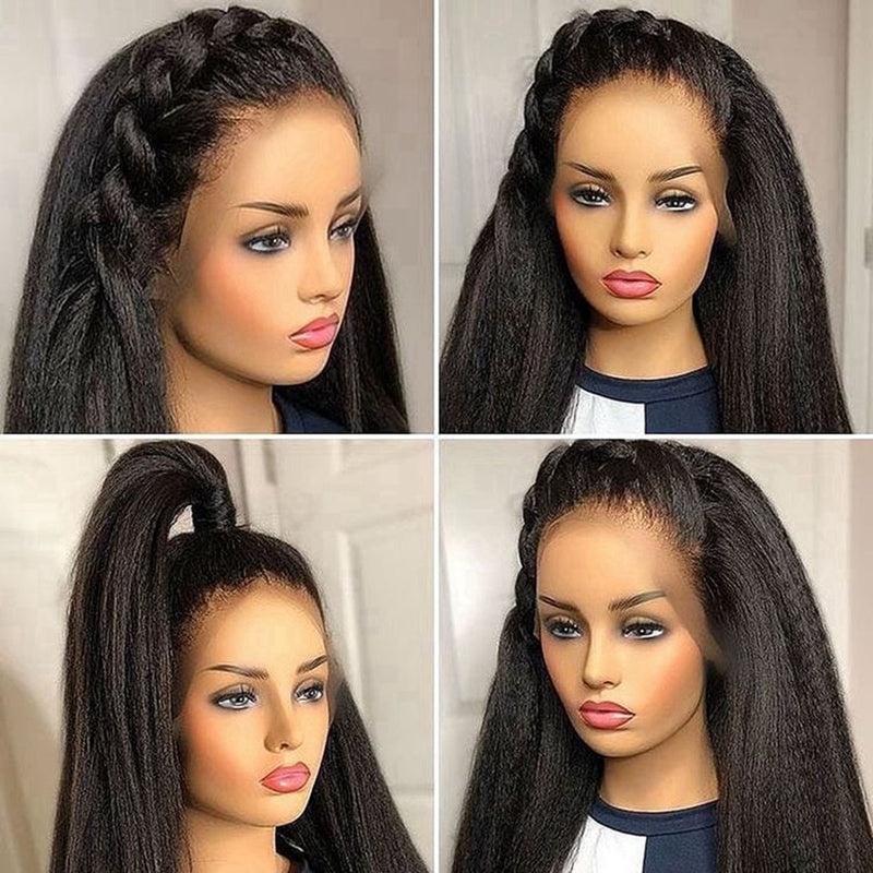 Yaki Kinky Straight 360 Lace Wig Pre Pluckec HD Lace Transparent 180% Density