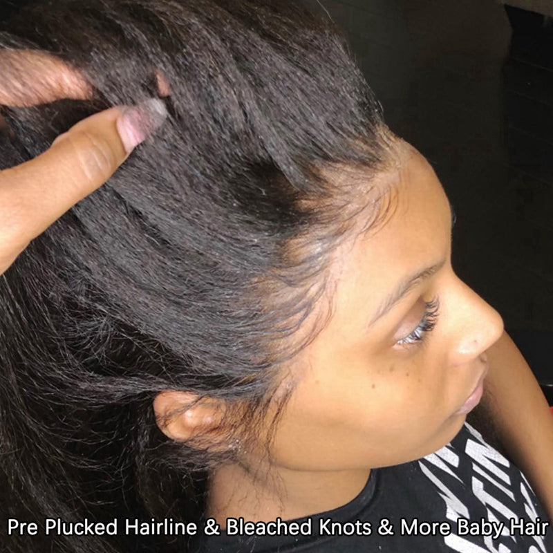 Yaki Kinky Straight 360 Lace Wig Pre Pluckec HD Lace Transparent 180% Density