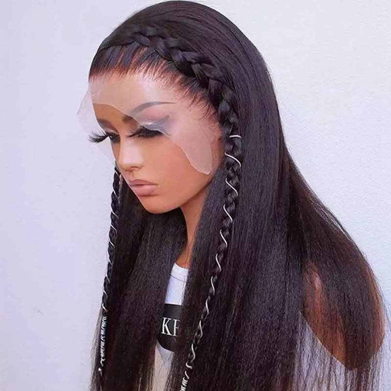 Yaki Kinky Straight 360 Lace Wig Pre Pluckec HD Lace Transparent 180% Density