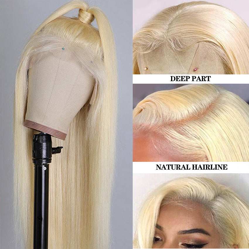 High Quality 613 Blonde Lace Front Wig Straight Best Human Virgin Hair