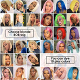 Pre Plucked 613 Blonde Bob Lace Frontal Wig Middle Part High Quality