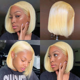 Pre Plucked 613 Blonde Bob Lace Frontal Wig Middle Part High Quality