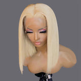 Pre Plucked 613 Blonde Bob Lace Frontal Wig Middle Part High Quality