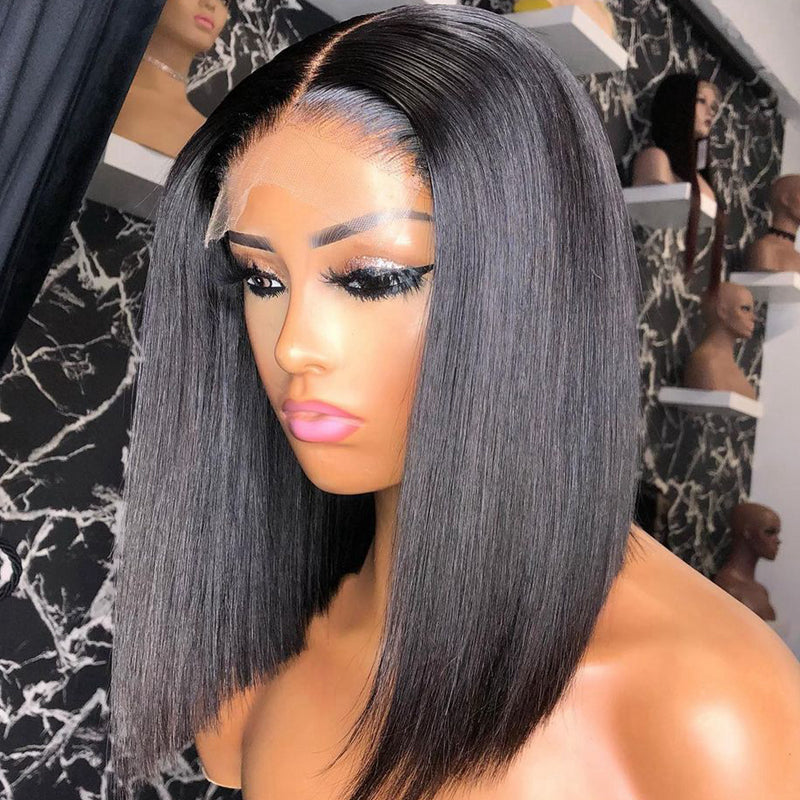 High Quality Pre Plucked Straight Bob HD Lace Frontal Wig 180% Density
