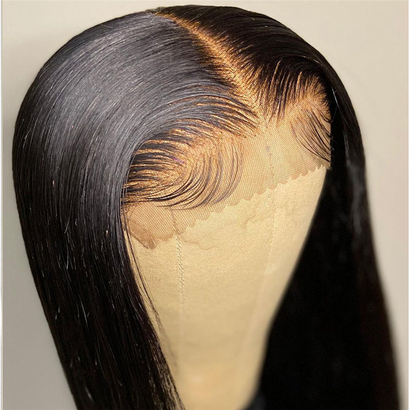 Straight Human Virgin Hair HD Transparent Lace Closure Wig Pre Plucked