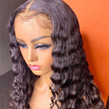 Affordable Deep Wave Lace Closure Wig 100% Human Hair High Density