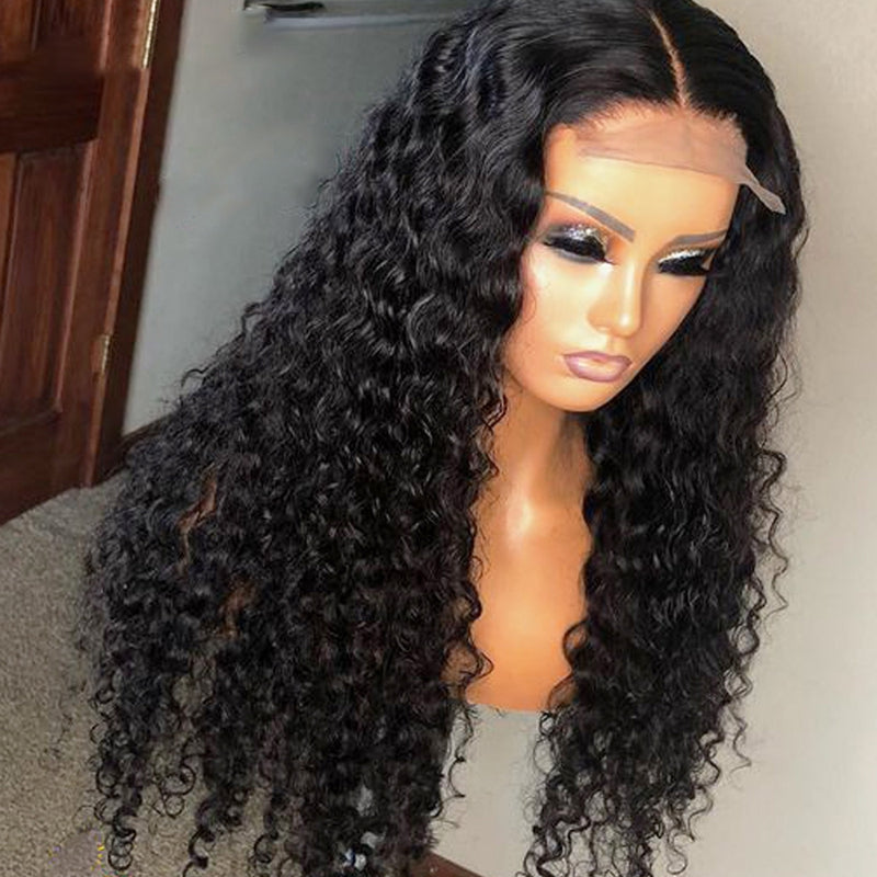 Affordable Deep Wave Lace Closure Wig 100% Human Hair High Density