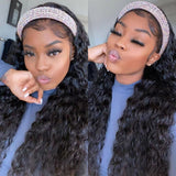 Affordable Deep Wave Headband Wig High Density Human Virgin Hair