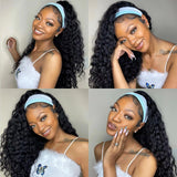 Affordable Deep Wave Headband Wig High Density Human Virgin Hair