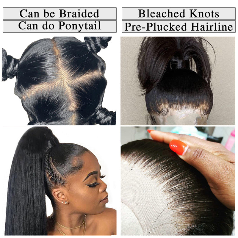 Pre Plucked High Quality Human Hair Straight HD Full Lace Wig 180% Density