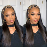 180% Density High Density Headband Wig Straight Virgin Human Hair Headband Wigs For Black Women