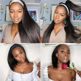 High Density Headband Wig Straight Virgin Human Hair Headband Wigs For Black Women