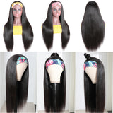 High Density Headband Wig Straight Virgin Human Hair Headband Wigs For Black Women