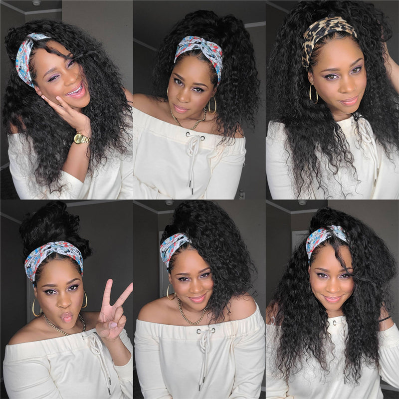 Soft Bouncy Affordable Headband Wig Water Wave High Full Density