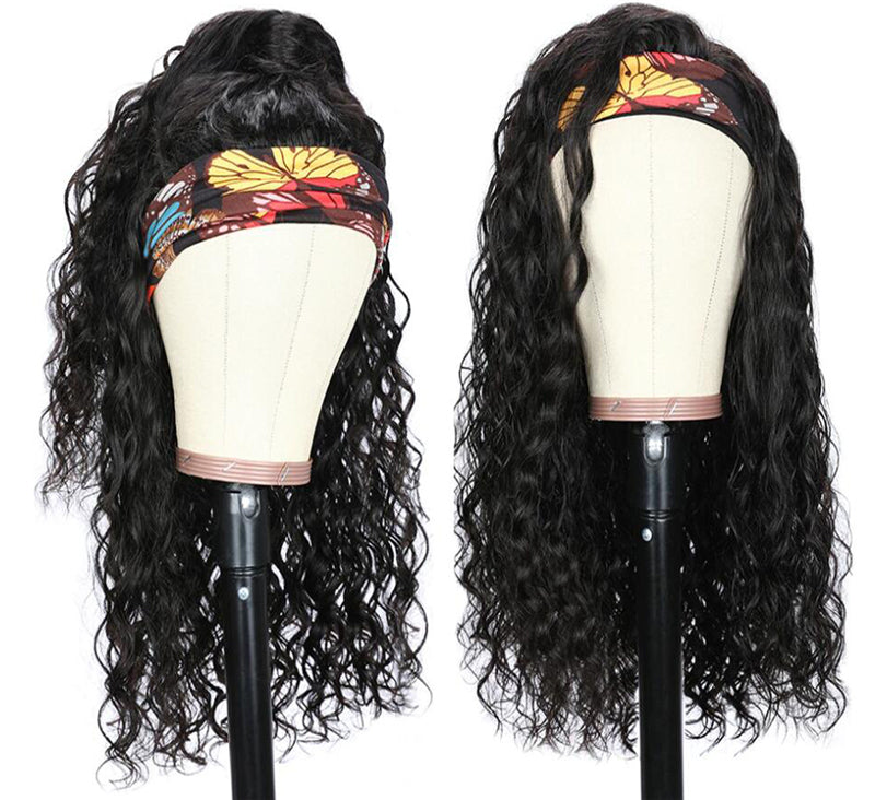 Soft Bouncy Affordable Headband Wig Water Wave High Full Density