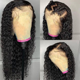 Curly Wave Brazilian Human Hair 13X4 HD Lace Lace Front Wig 180% Density Pre Plucked