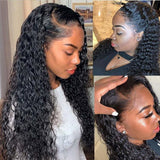 Brazilian Hair Curly Wave HD Transparent Lace Front Wigs 180% Density Pre Plucked