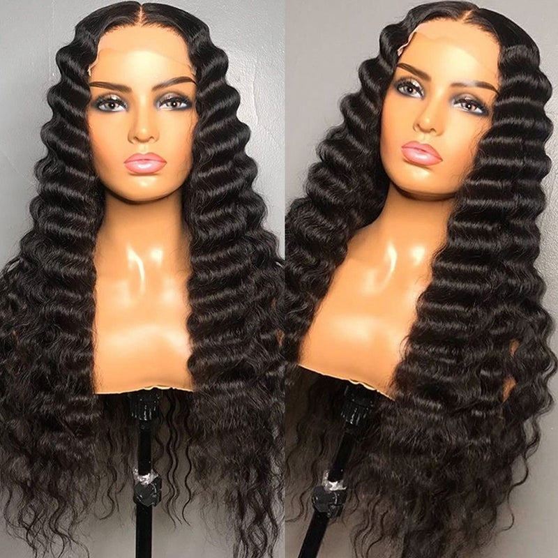 Perfect HD Invisible Pre Plucked 13X4 Deep Wave Lace Front Human Hair Wig 180% Density
