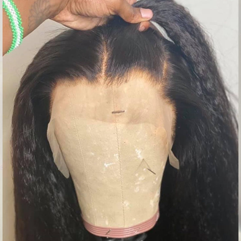 Yaki Kinky Straight 13x4 HD Lace Front Human Hair Wig Pre Plucked 180% Density