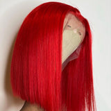 High Quality Red Bob Lace Frontal Wig Deep Part Pre Plucked Hd Lace