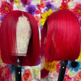 High Quality Red Bob Lace Frontal Wig Deep Part Pre Plucked Hd Lace