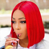 High Quality Red Bob Lace Frontal Wig Deep Part Pre Plucked Hd Lace