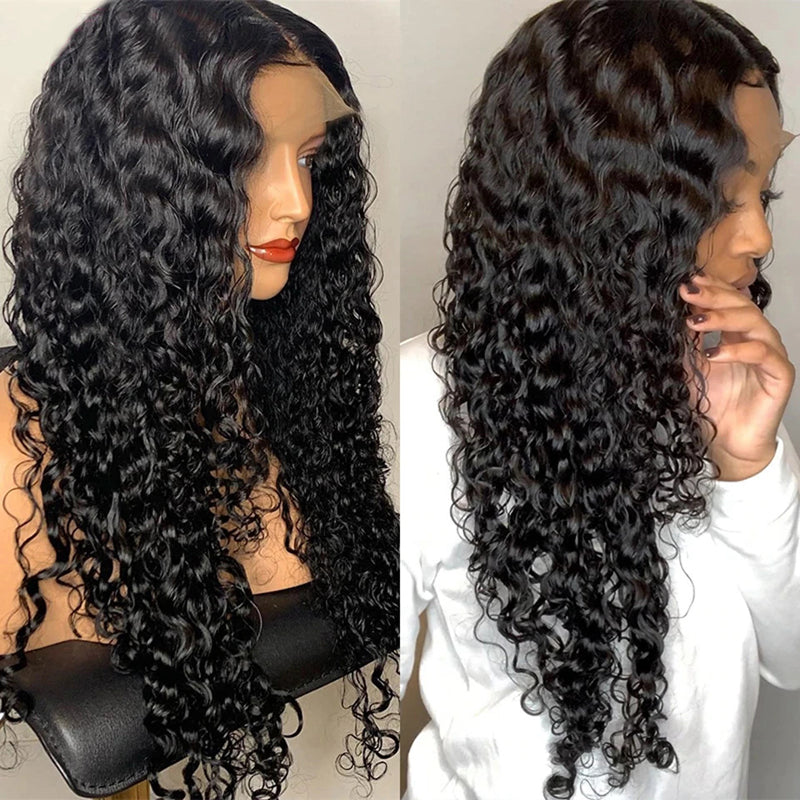 High Density Water Wave HD Transparent Lace Closure Wig 100% Human Hair