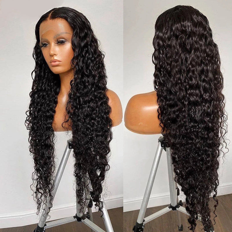 High Density Water Wave HD Transparent Lace Closure Wig 100% Human Hair