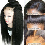 High Density Yaki Kinky Straight Lace Closure Wig Human Virgin Hair