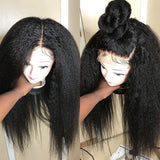 High Density Yaki Kinky Straight Lace Closure Wig Human Virgin Hair