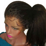 High Quality Yaki Kinky Straight Human Hair Pre Plucked HD Full Lace Front Wig 180% Density