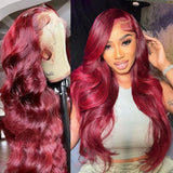 AMZHAIR Raw Vietnamese Hair Burgundy 99J Color Body Wave Wigs 100% Human Hair 13x6 Hd Lace Frontal Wig Glueless 13x4 Lace Frontal Wigs for Black Woman