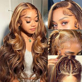 Cheap Highlight Brown Color Raw Vietnamese Hair Body Wave Wigs 100% Human Hair 13x6 Hd Lace Frontal Wig Glueless for Black Woman