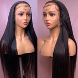 AMZHAIR Raw Hair Bone Straight Natural Black 180% Density 13x4 13x6 HD Lace Front Human Hair Wigs Pre Plucked 4x4 Lace Wigs For Black Women