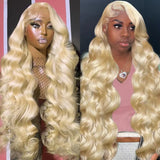 AMZHAIR Body Wave Honey Blonde 613# Colored Wigs Human Hair 13x4 13x6 Lace Frontal Wig Brazilian Human Hair Wigs for Women Loose Wave on Sale