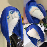 AMZHAIR Blue Color  Human Hair Short Bob 13x4 Lace Front Wigs Bleached Knots for Black Women